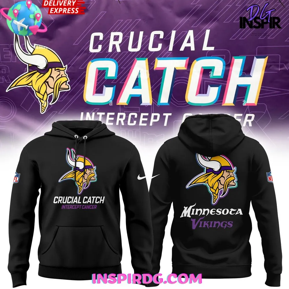 -Minnesota Vikings Crucial Catch Intercept Cancer 2024 Hoodie