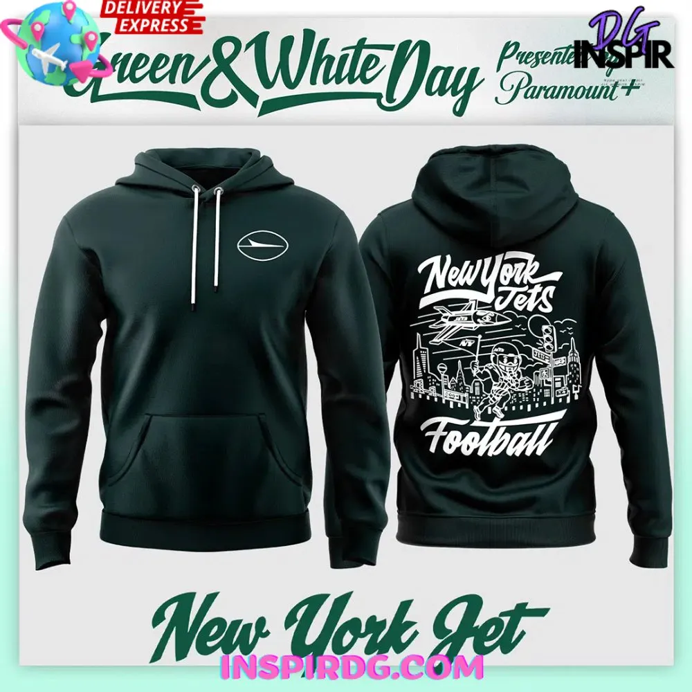 -New York Jets Football Green & White Day Hoodie