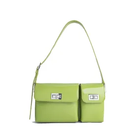 --Billy lime green semi patent leather bag-