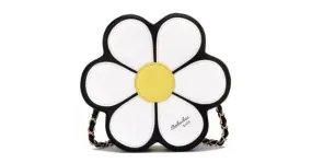 Black White Giant Camomille Flower Cross Body Strap Bag Handbag