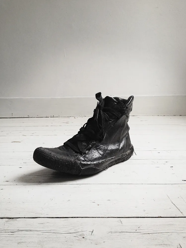 Boris Bidjan Saberi black vinyl coated sneakers