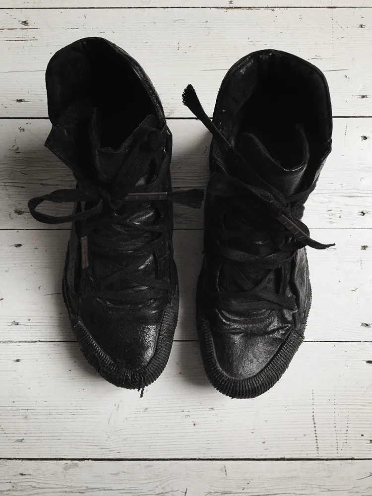 Boris Bidjan Saberi black vinyl coated sneakers