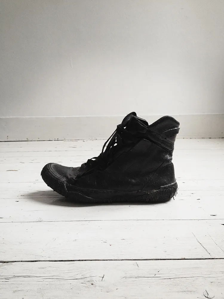 Boris Bidjan Saberi black vinyl coated sneakers