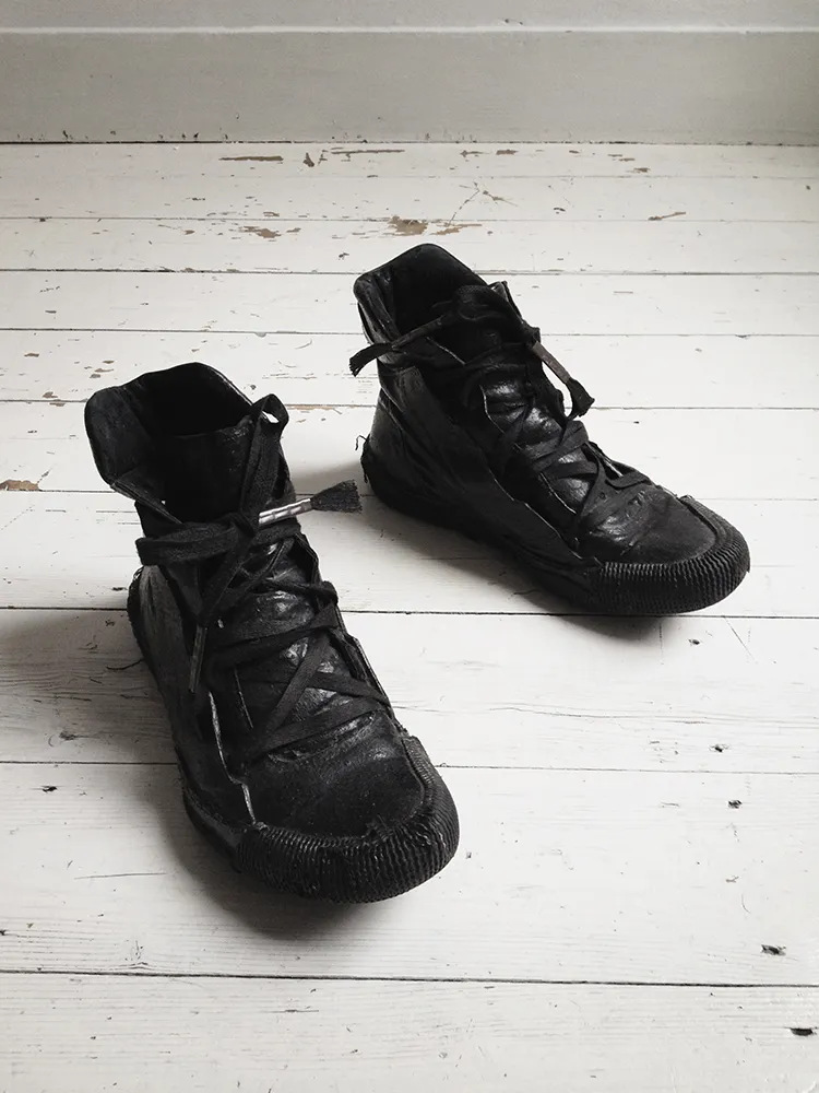 Boris Bidjan Saberi black vinyl coated sneakers