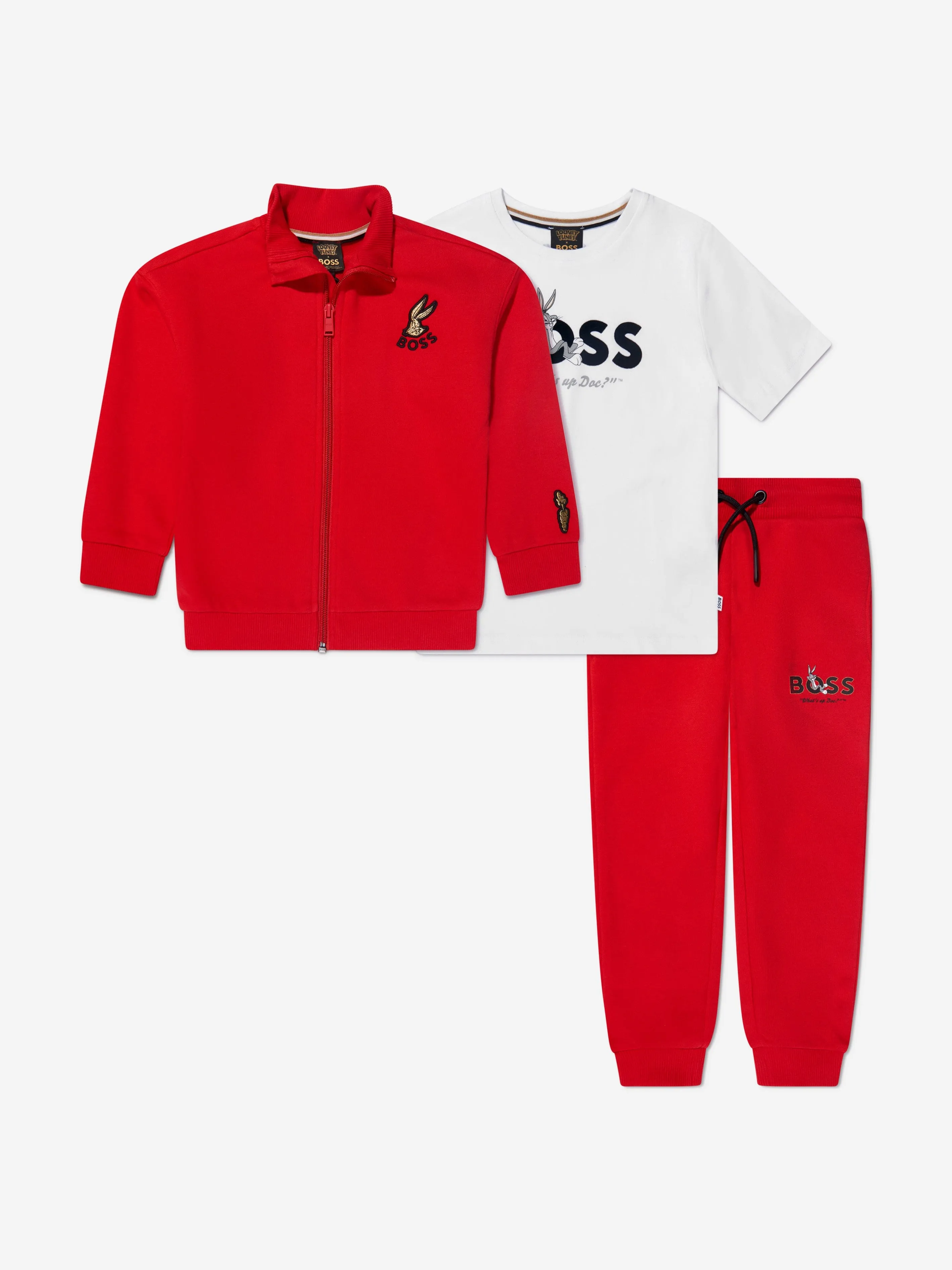 BOSS Boys Bugs Bunny 3 Piece Tracksuit Set In Red