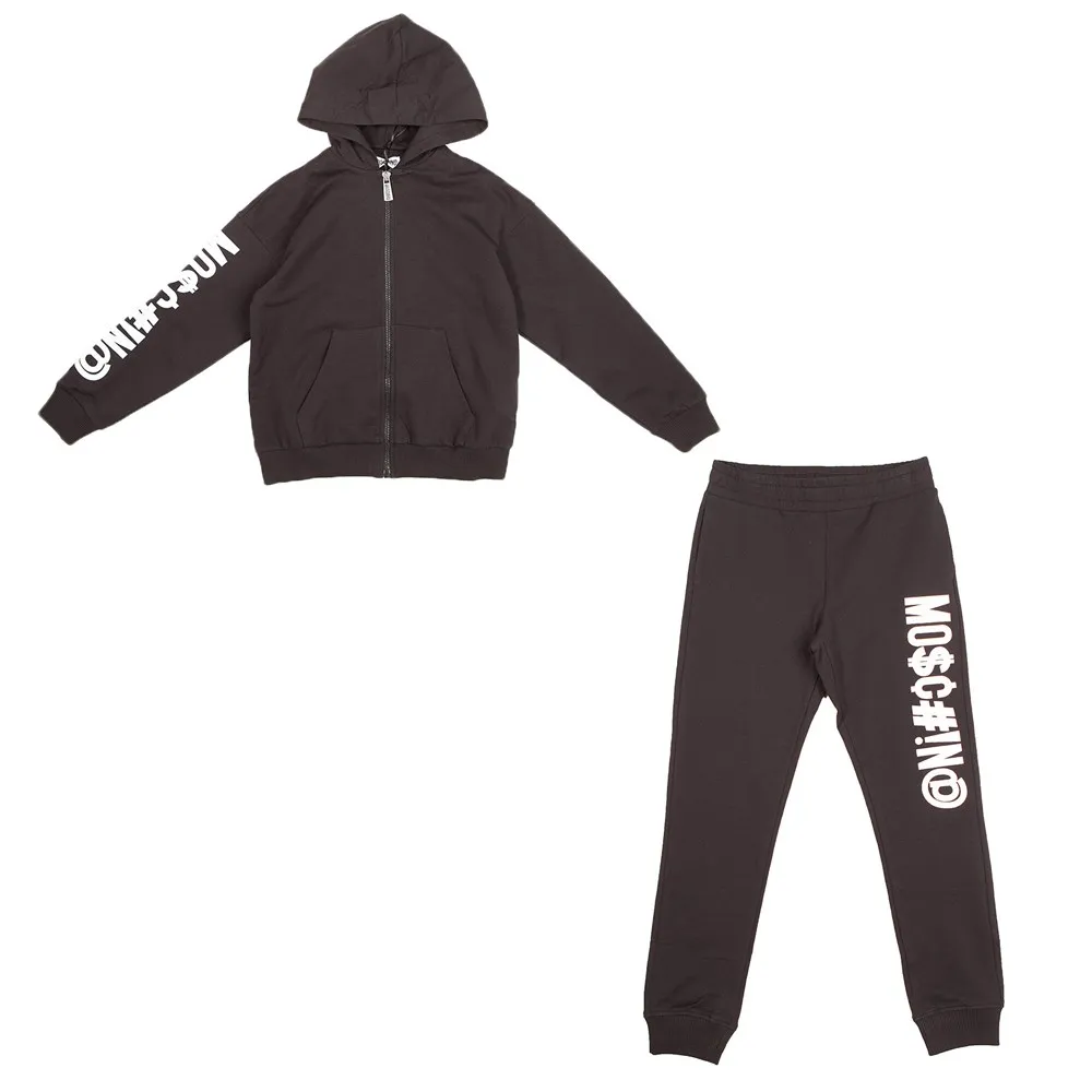 Boys Black Embroidered Logo Zip Tracksuit