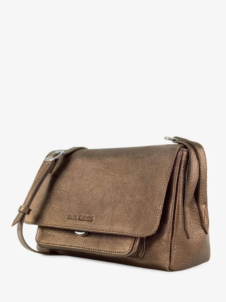 Brown Metallic Leather Cross-body Bag for Women - Diane S Copper | PAUL MARIUS