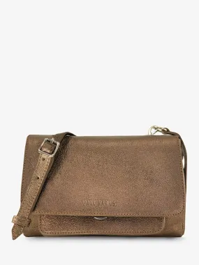 Brown Metallic Leather Cross-body Bag for Women - Diane S Copper | PAUL MARIUS