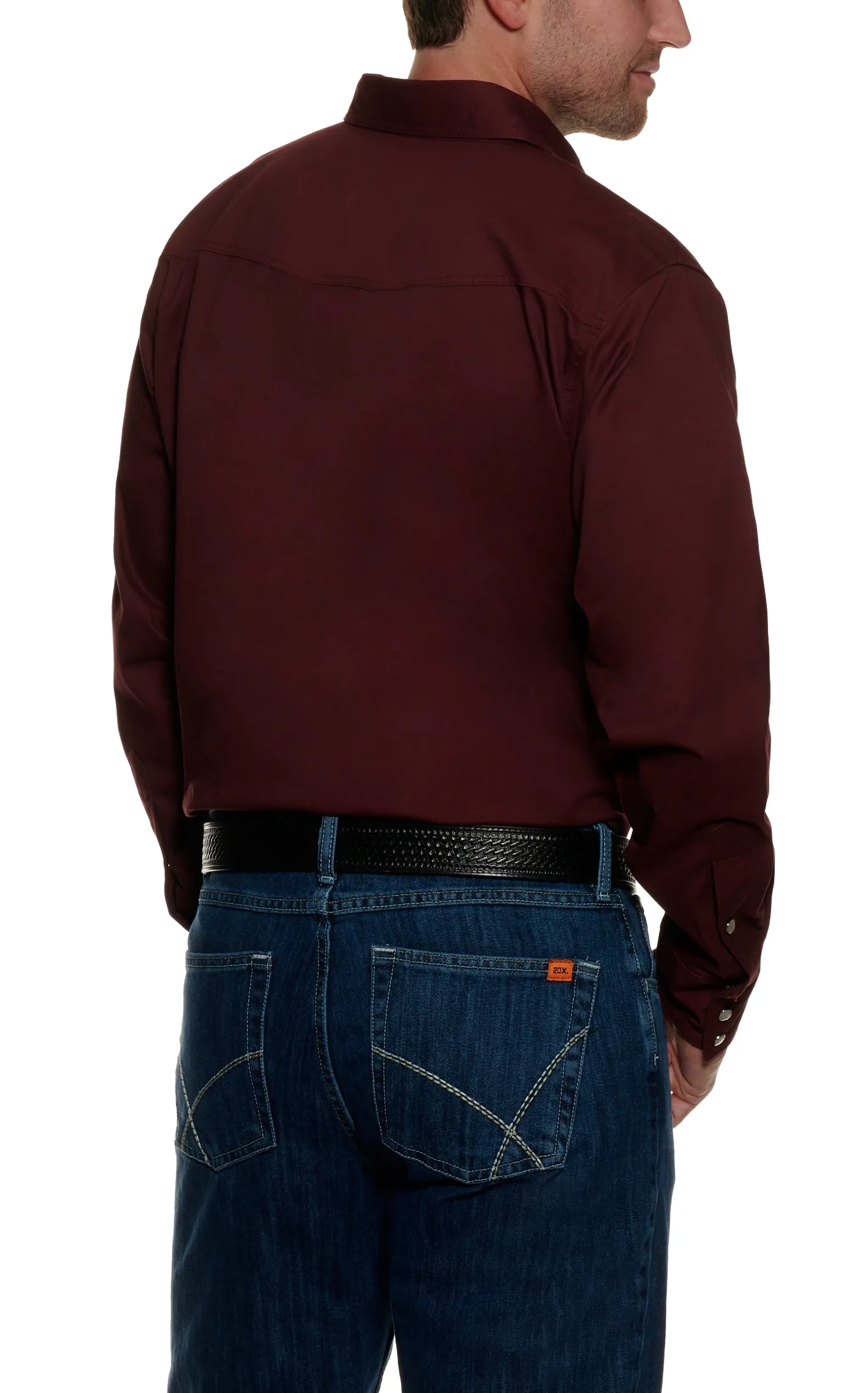 Cowboy Workwear WorkFlex Men's Burgundy Long Sleeve Work Shirt