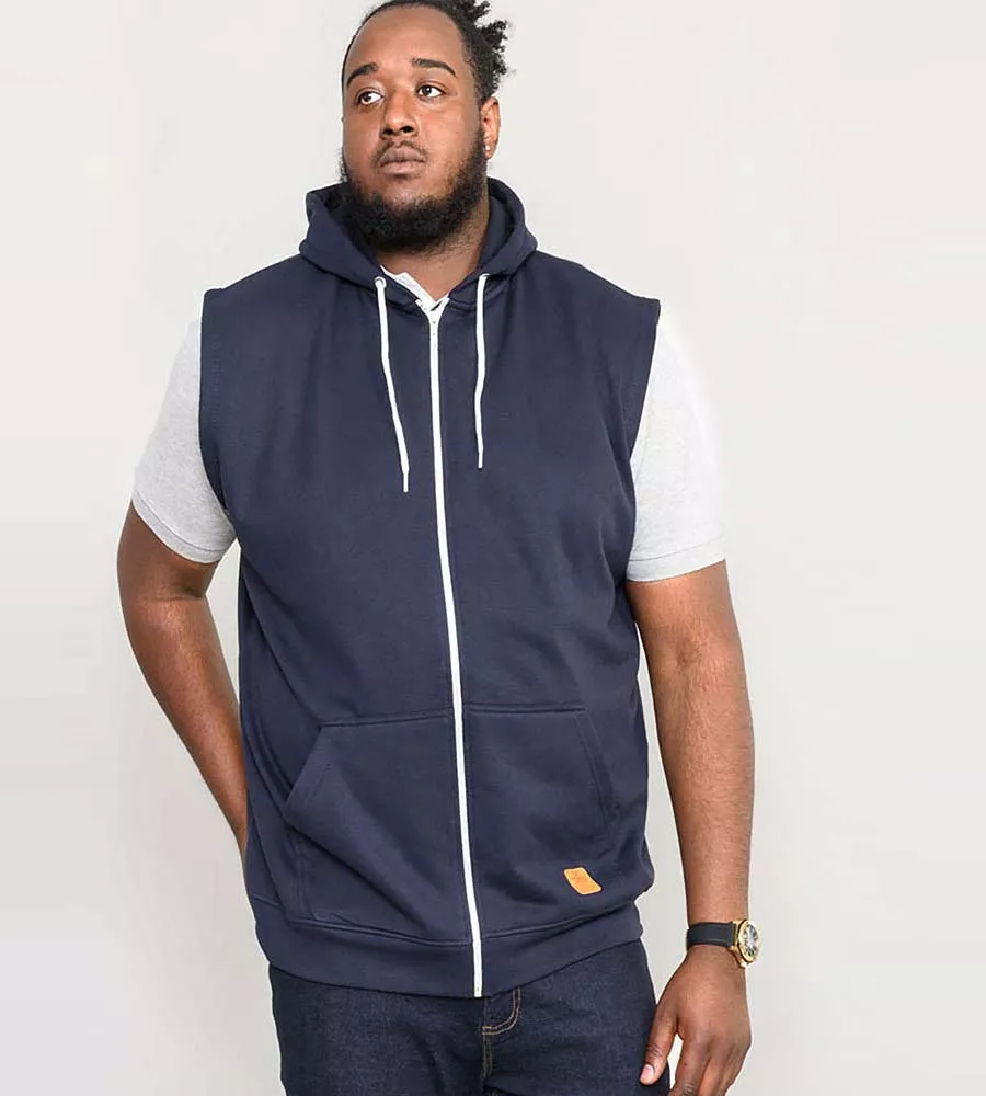 D555 Big Mens Navy Sleeveless Hoodie (BLAKE  NAVY)