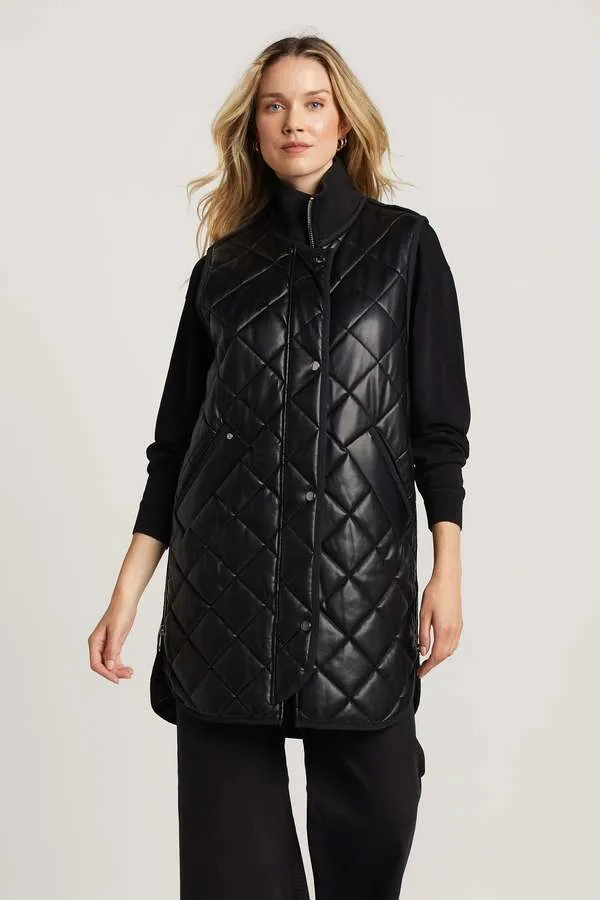 Destiny Quilted Long Vest - Black