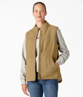 Dickies Women's Sherpa-Lined Duck Full-Zip Vest