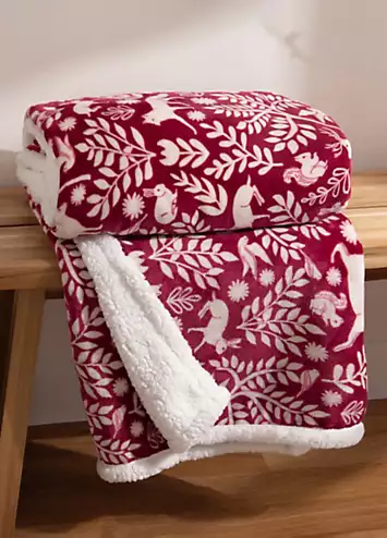 furn. Skandi Woodland Sherpa Fleece Throw | Kaleidoscope