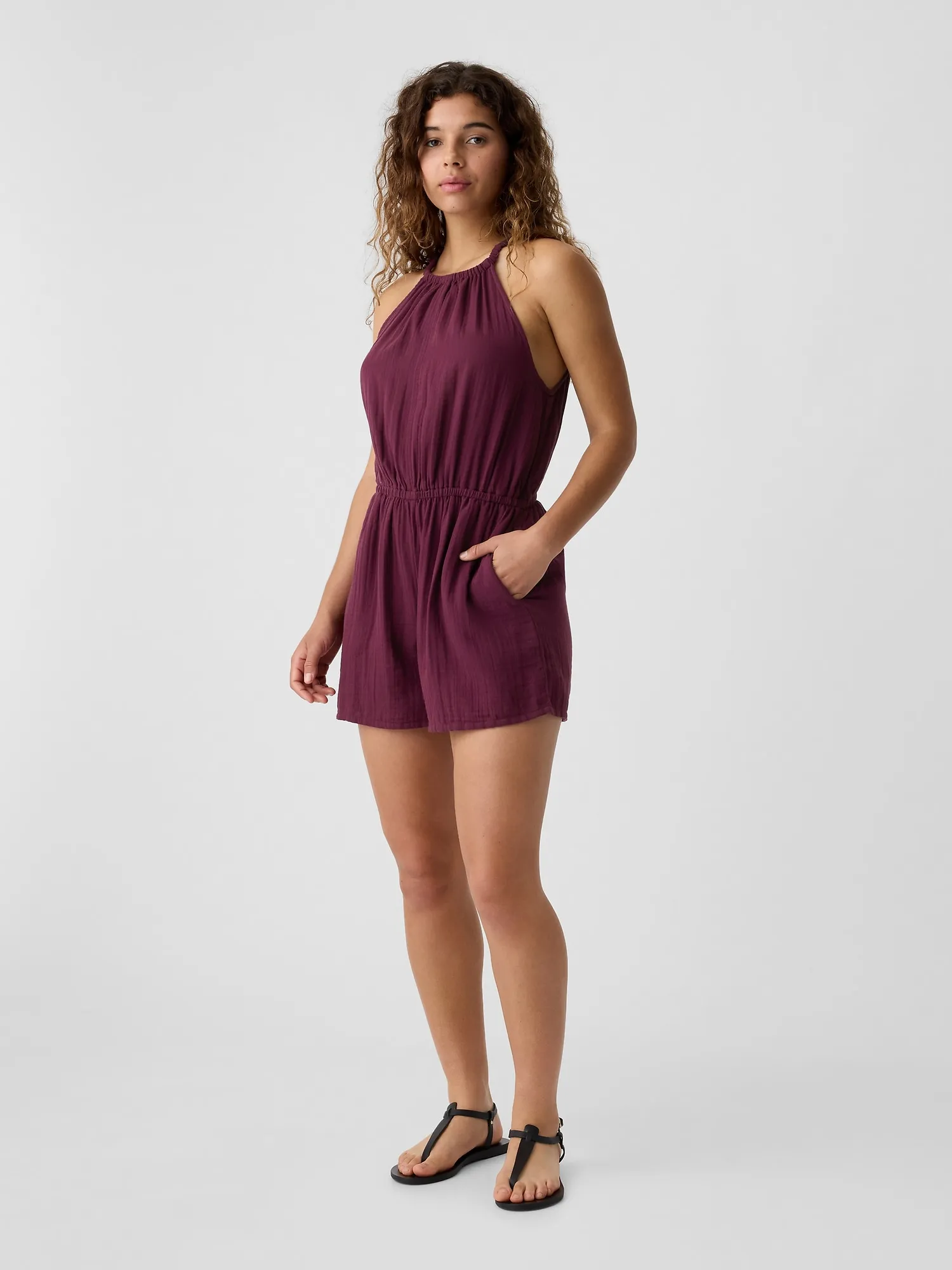 Gauze Halter Romper