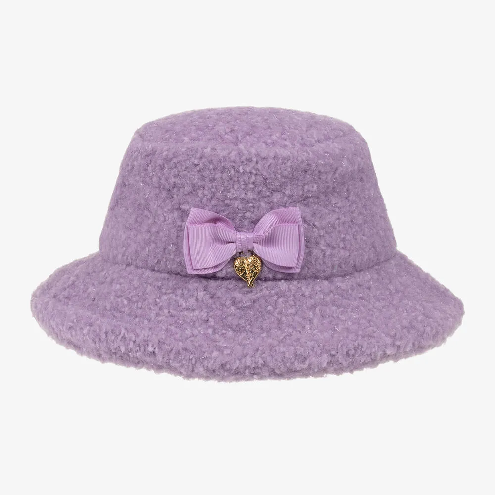 Girls Lilac Purple Teddy Fleece Hat