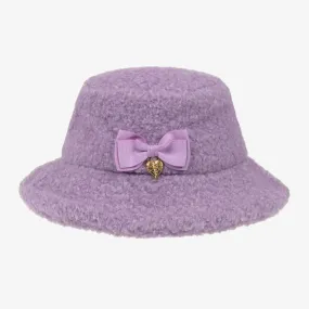 Girls Lilac Purple Teddy Fleece Hat