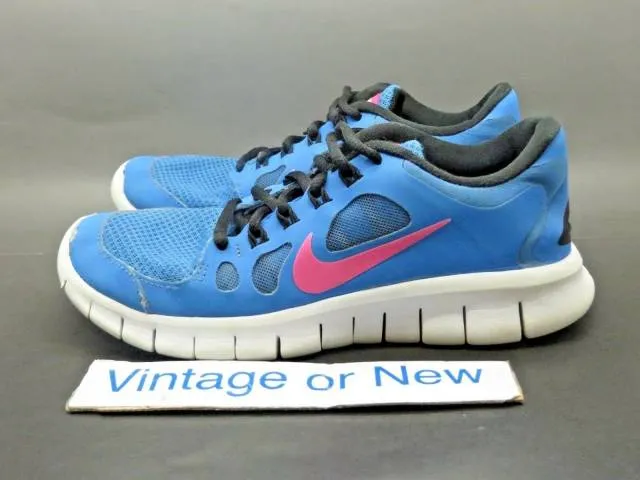 Girls Nike Free 5.0 Distance Blue Pink Black Running Sho...