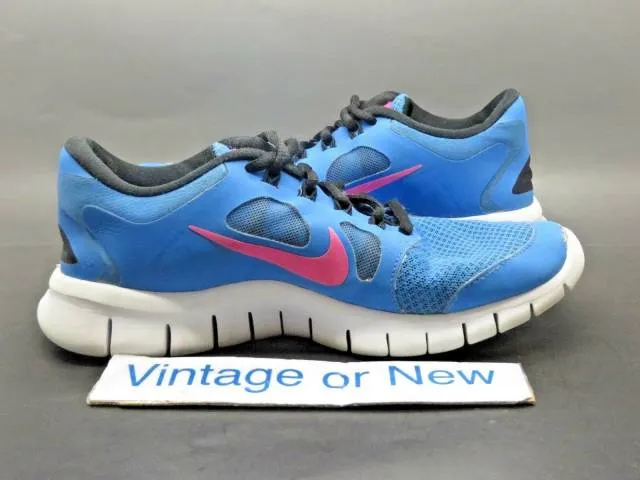 Girls Nike Free 5.0 Distance Blue Pink Black Running Sho...