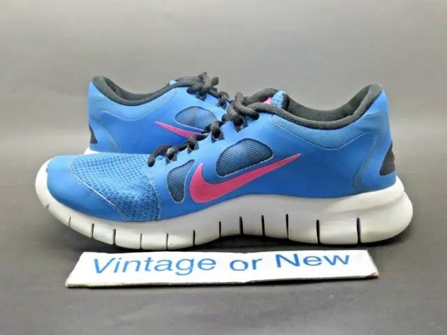 Girls Nike Free 5.0 Distance Blue Pink Black Running Sho...