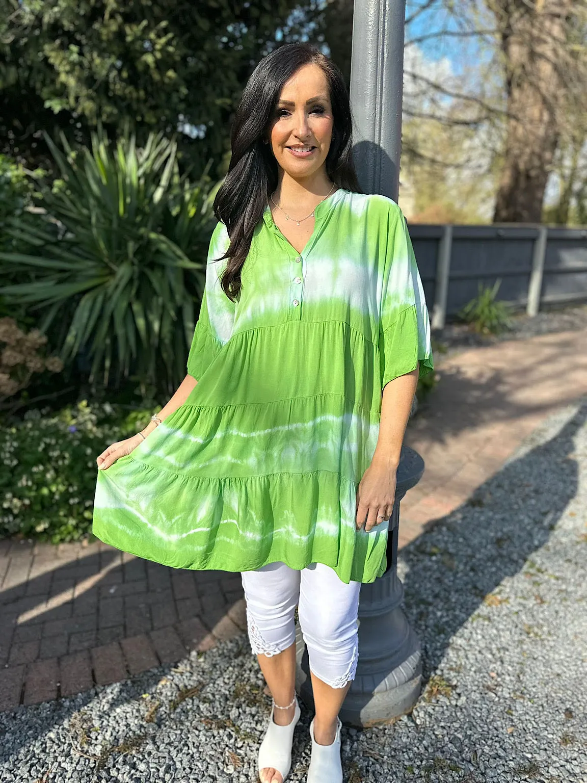 Green Tie Dye Tiered Tunic Hattie