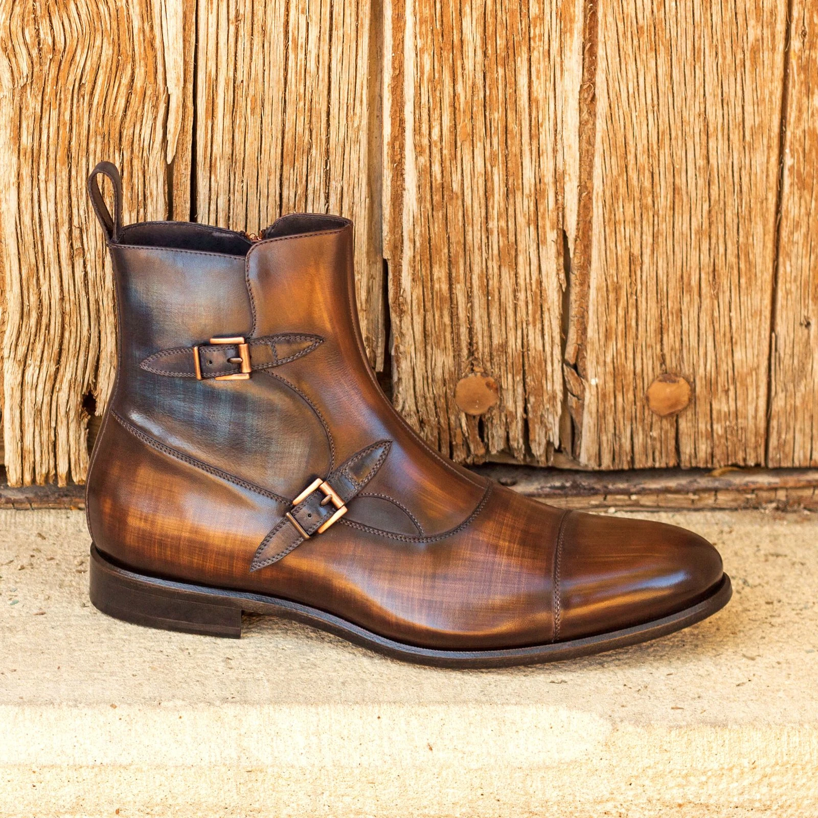 --Hand Made Patina Octavian Buckle Boot-