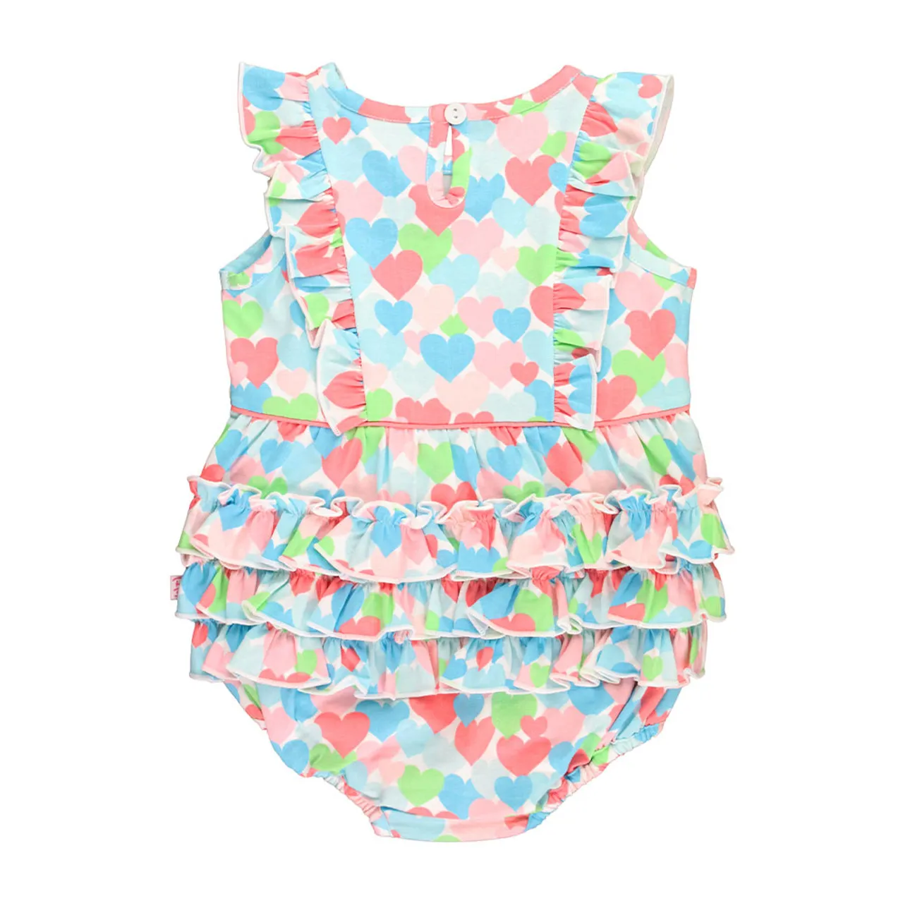 Infant/Toddler RuffleButts Happy Hearts Knit Sleeveless Waterfall Romper