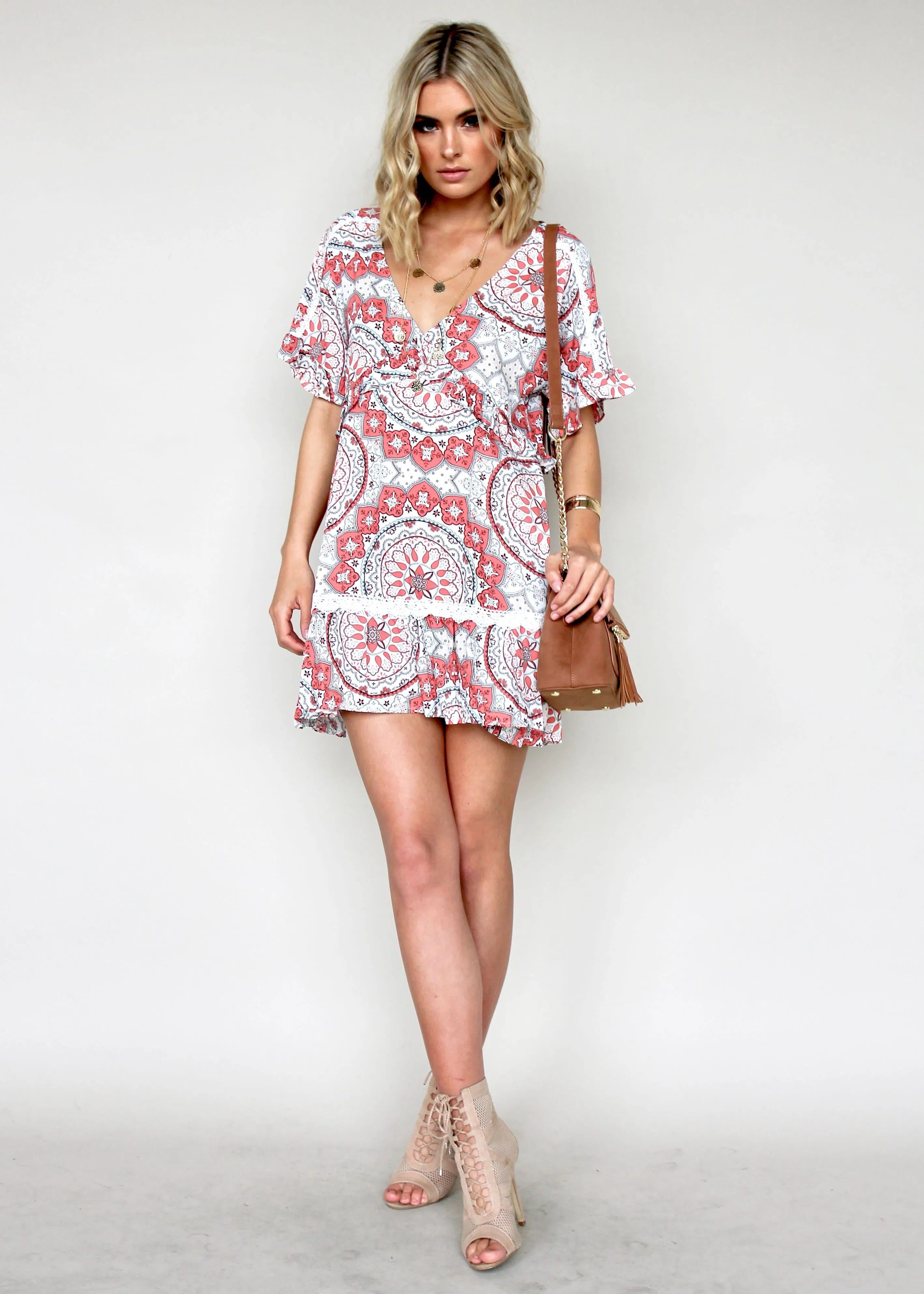 Inner Circle Tunic Dress - Coral