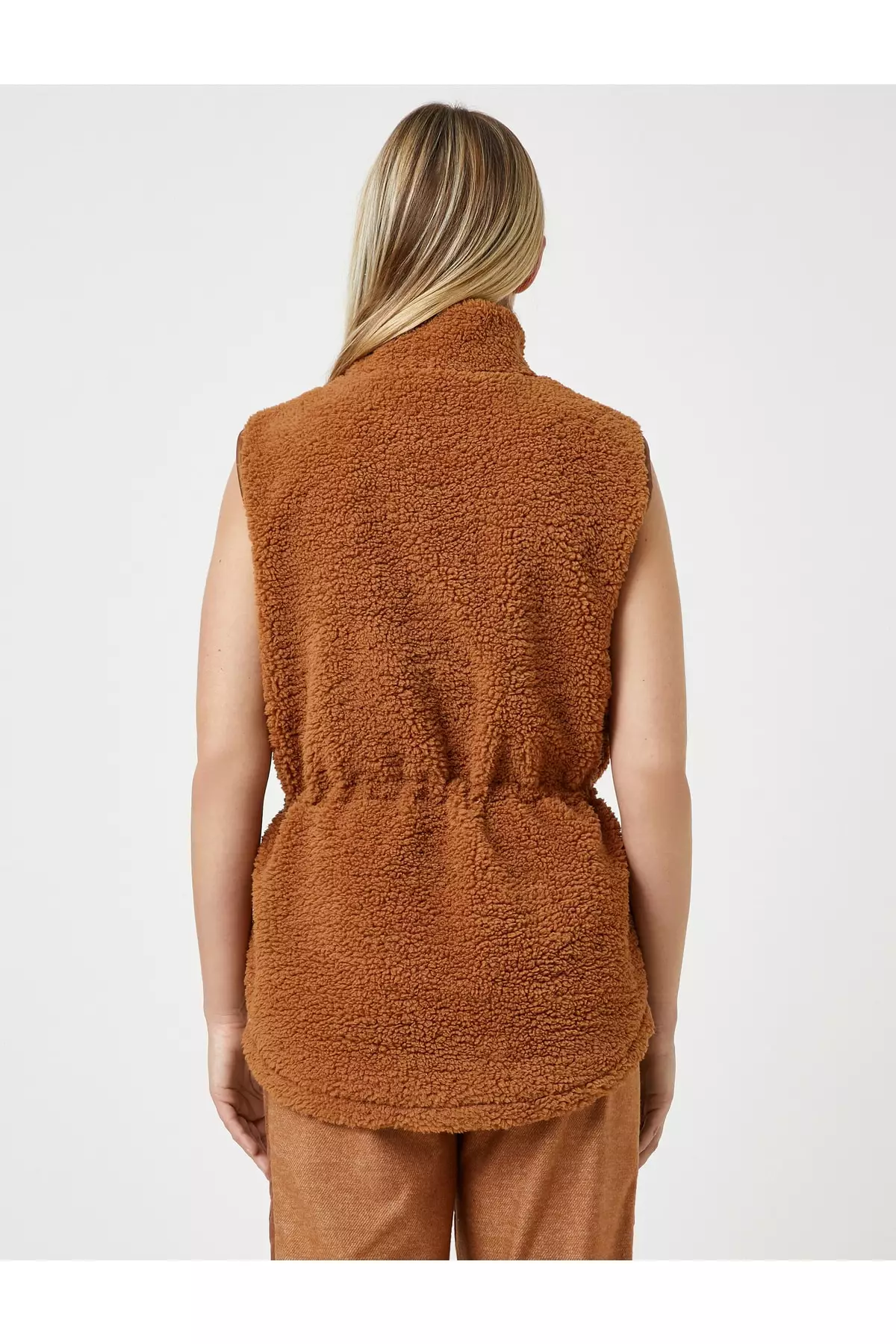 KOTON Zippered Plush Vest Gathered Waist