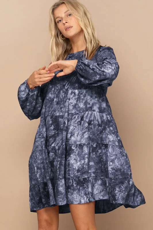 Leslie Tie Dye Tunic Dress-Navy or Wine