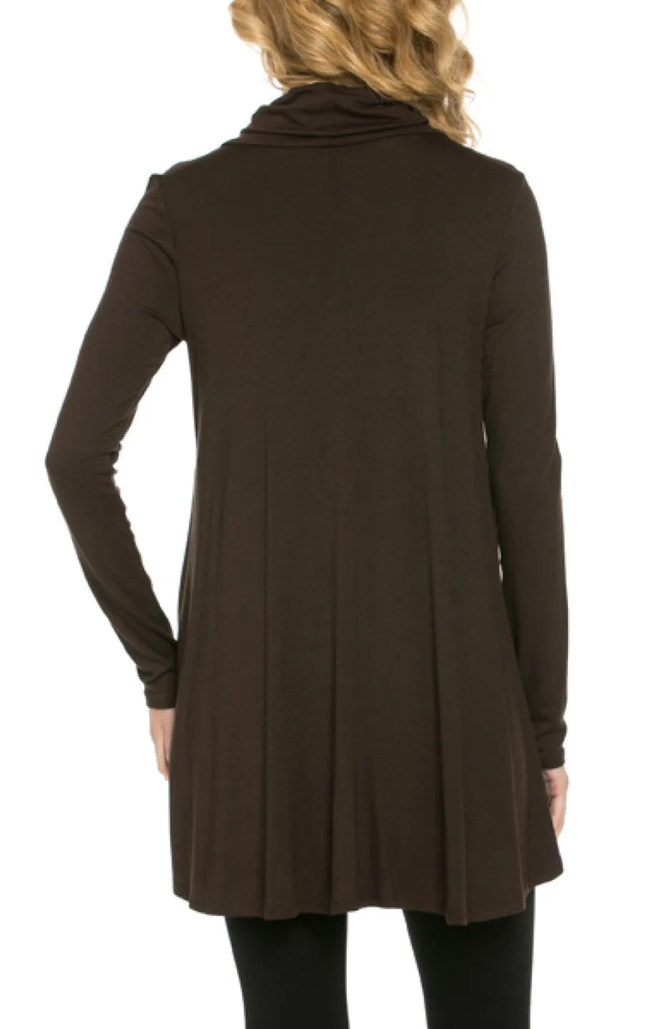 Long Sleeve Cowl Neck A-Line Tunic Dress