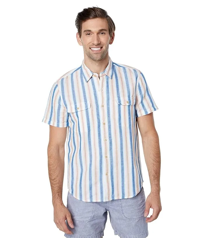 Lucky Brand Hemp Stripe Workwear Short Sleeve Shirt Men's