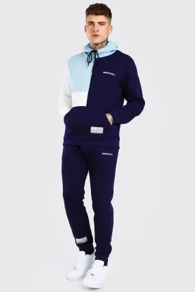 MAN Colour Block Hooded Tracksuit