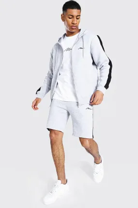 Man Signature Zip Hooded Short Tracksuit