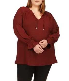 MICHAEL Michael Kors Plus Size Solid Raglan Peasant Tunic