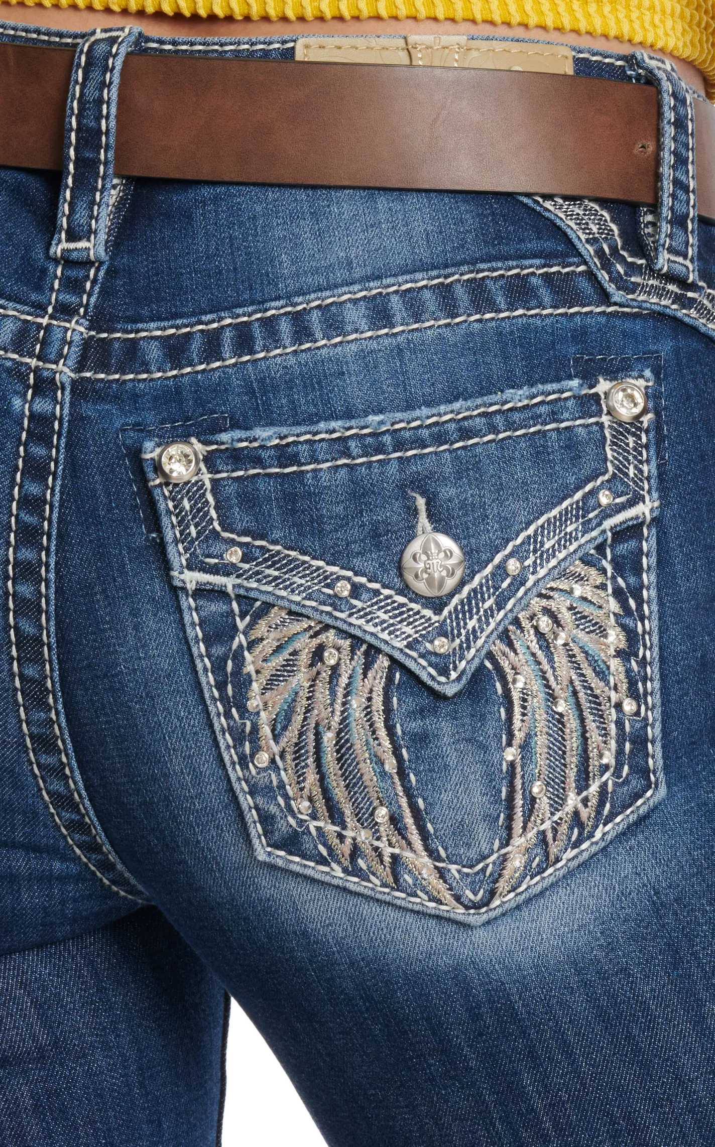 Miss Me Women's Dark Wash Embroidered Wings Boot Cut Jeans