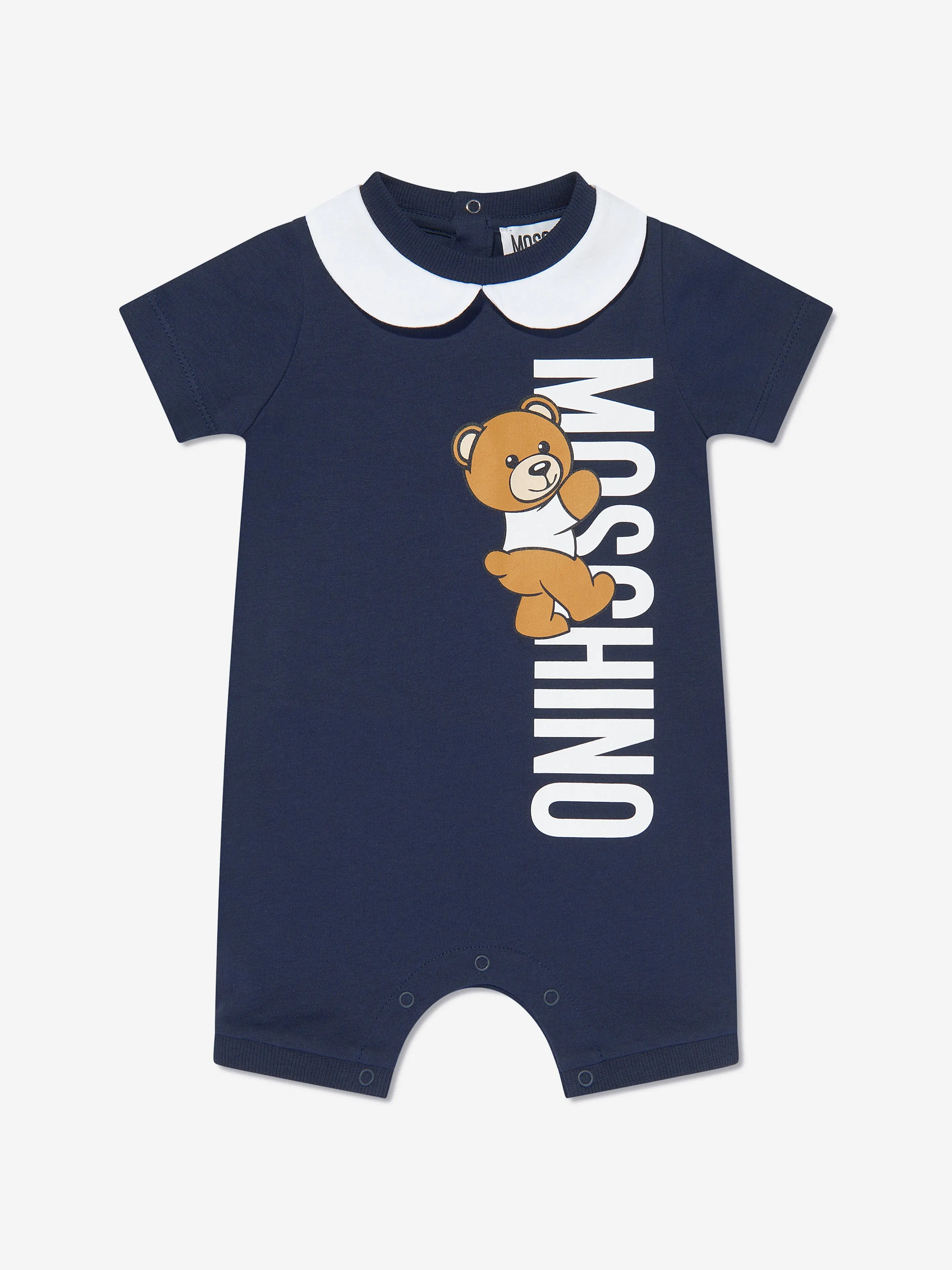 Moschino Baby Boys Teddy Logo Romper in Navy