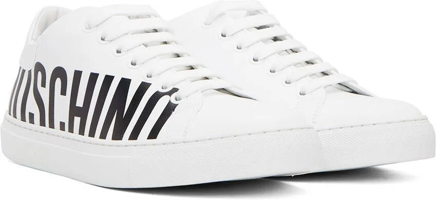 Moschino White Printed Sneakers