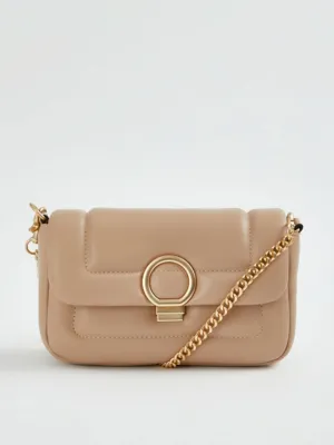 Neutral Pink Chain Strap Padded Cross Body Bag | Women | George at ASDA