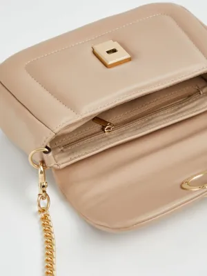 Neutral Pink Chain Strap Padded Cross Body Bag | Women | George at ASDA