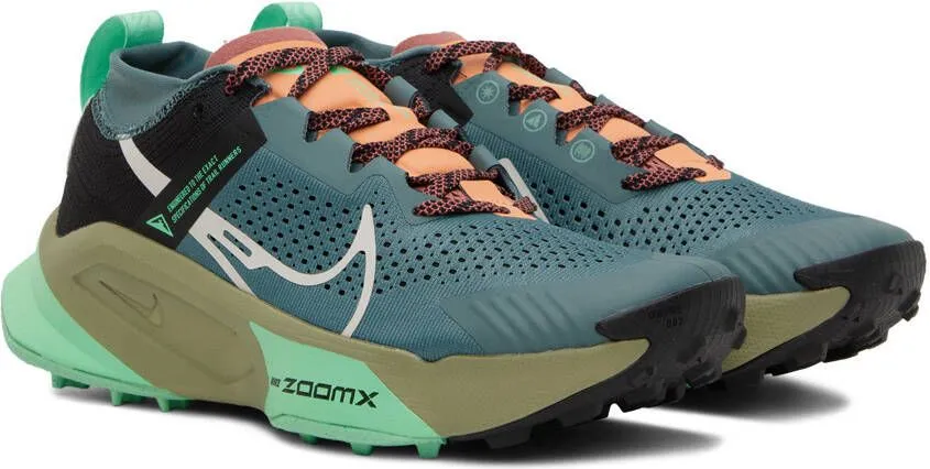 Nike Blue & Green ZoomX Zegama Sneakers