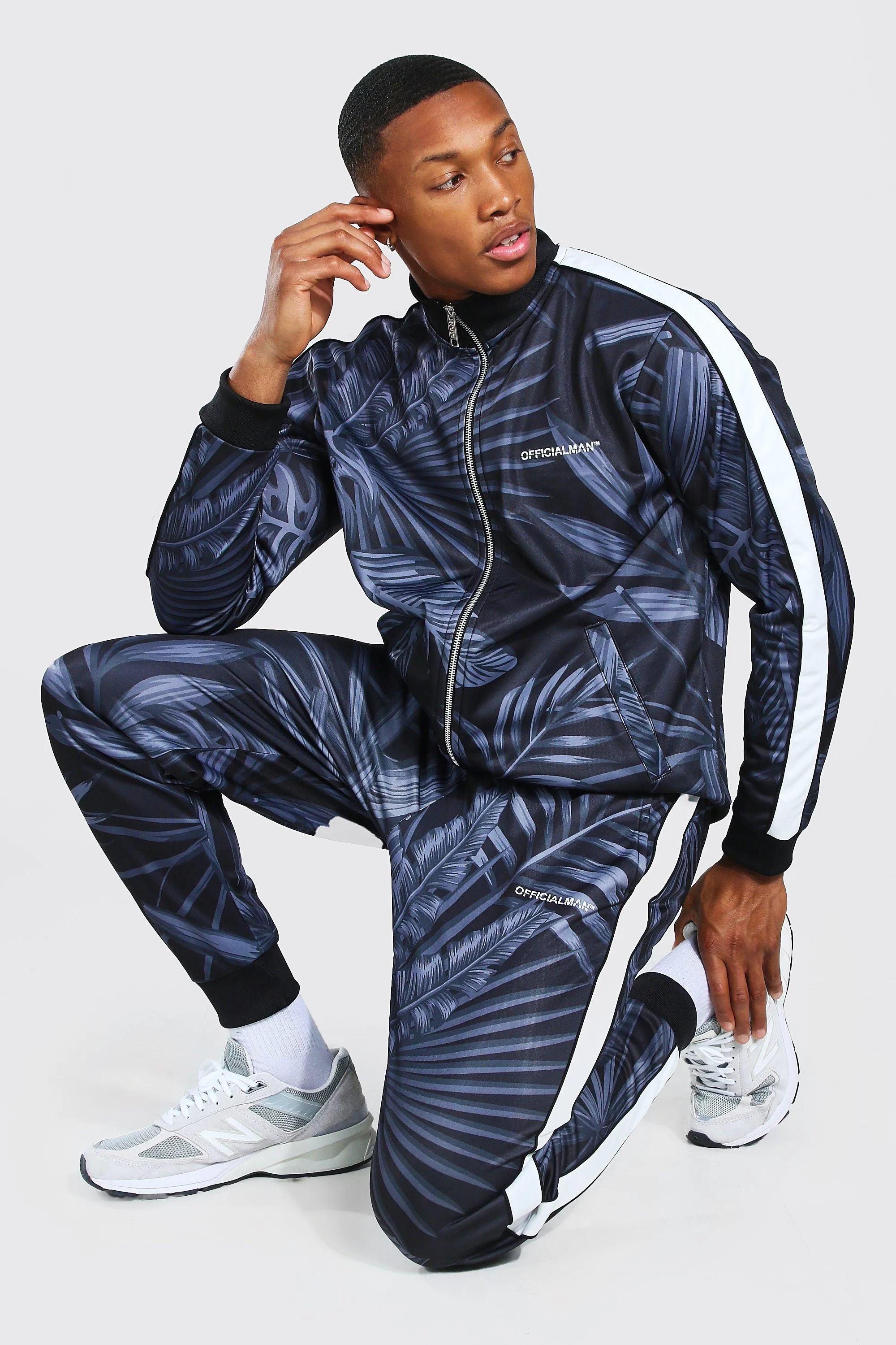 Official Man Palm Print Tricot Tracksuit