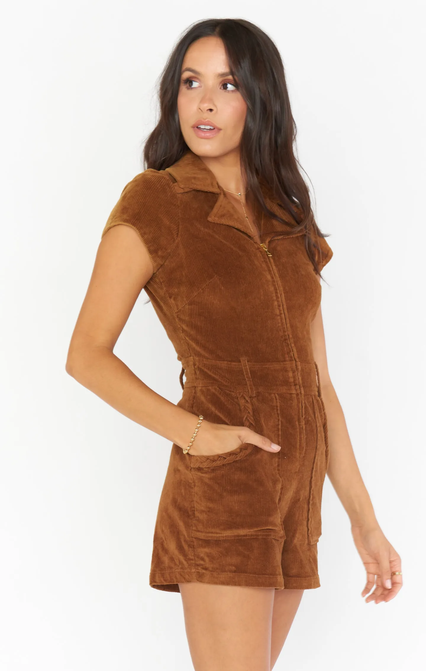 Outlaw Romper ~ Saddle Brown Corduroy