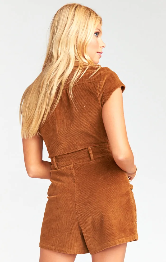 Outlaw Romper ~ Saddle Brown Corduroy