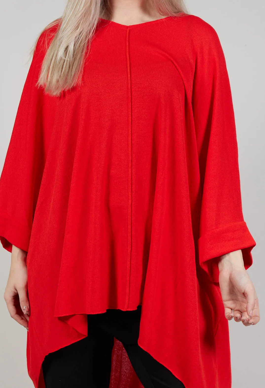 Oversized Knitted Tunic in Red