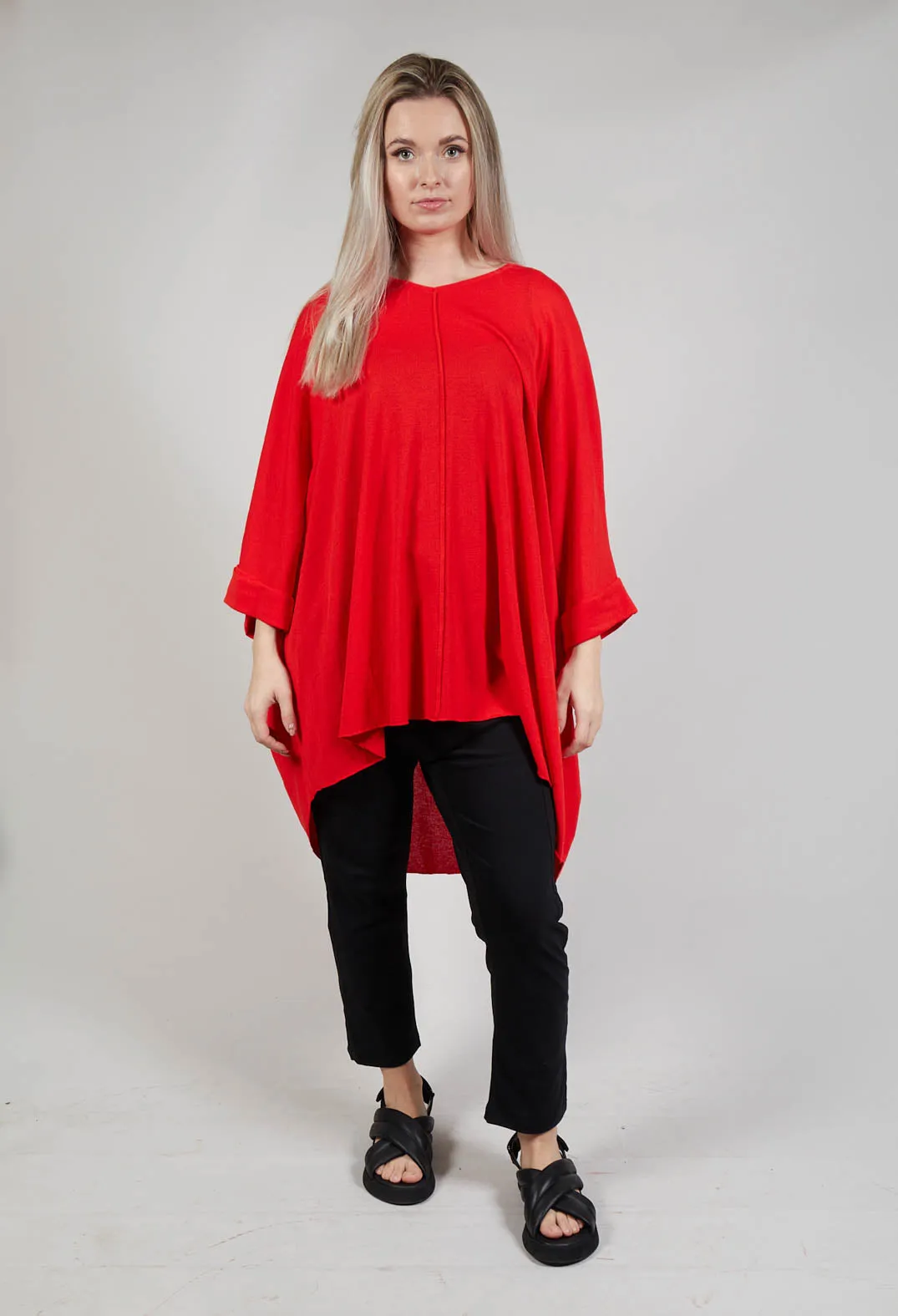 Oversized Knitted Tunic in Red