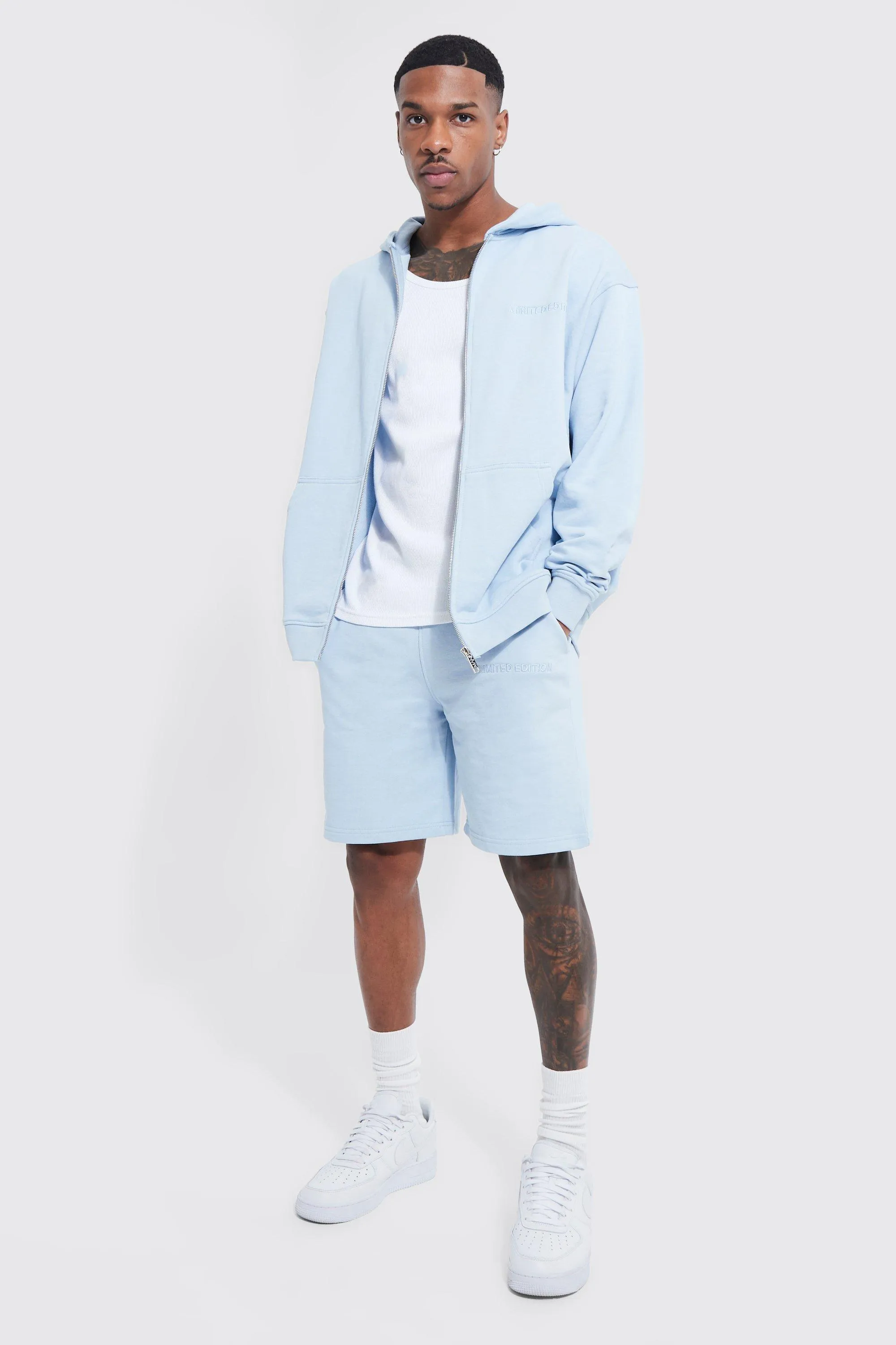 Oversized Premium Zip Short Tracksuit | boohooMAN UK