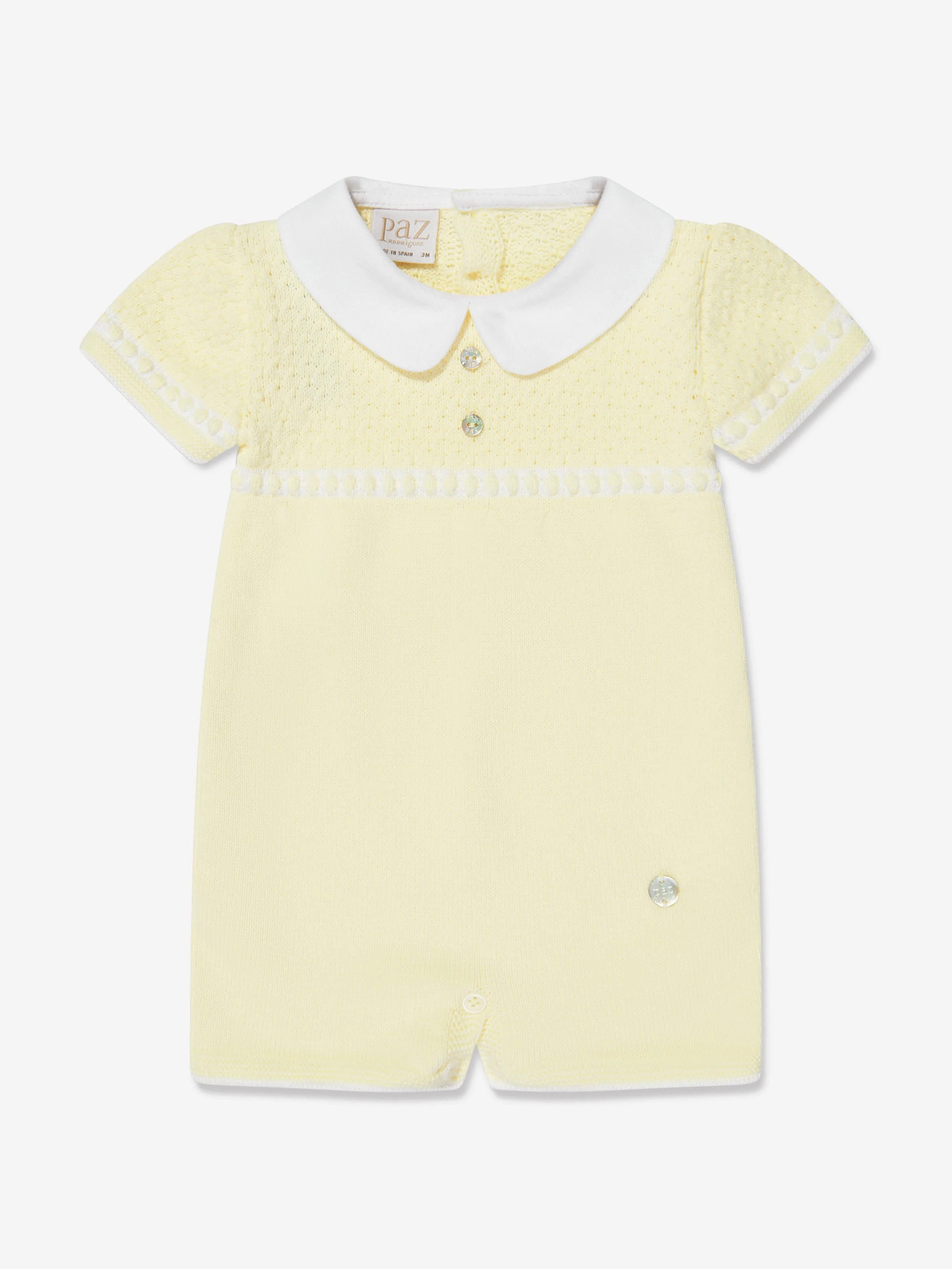 Paz Rodriguez Baby Girls Knitted Romper in Yellow