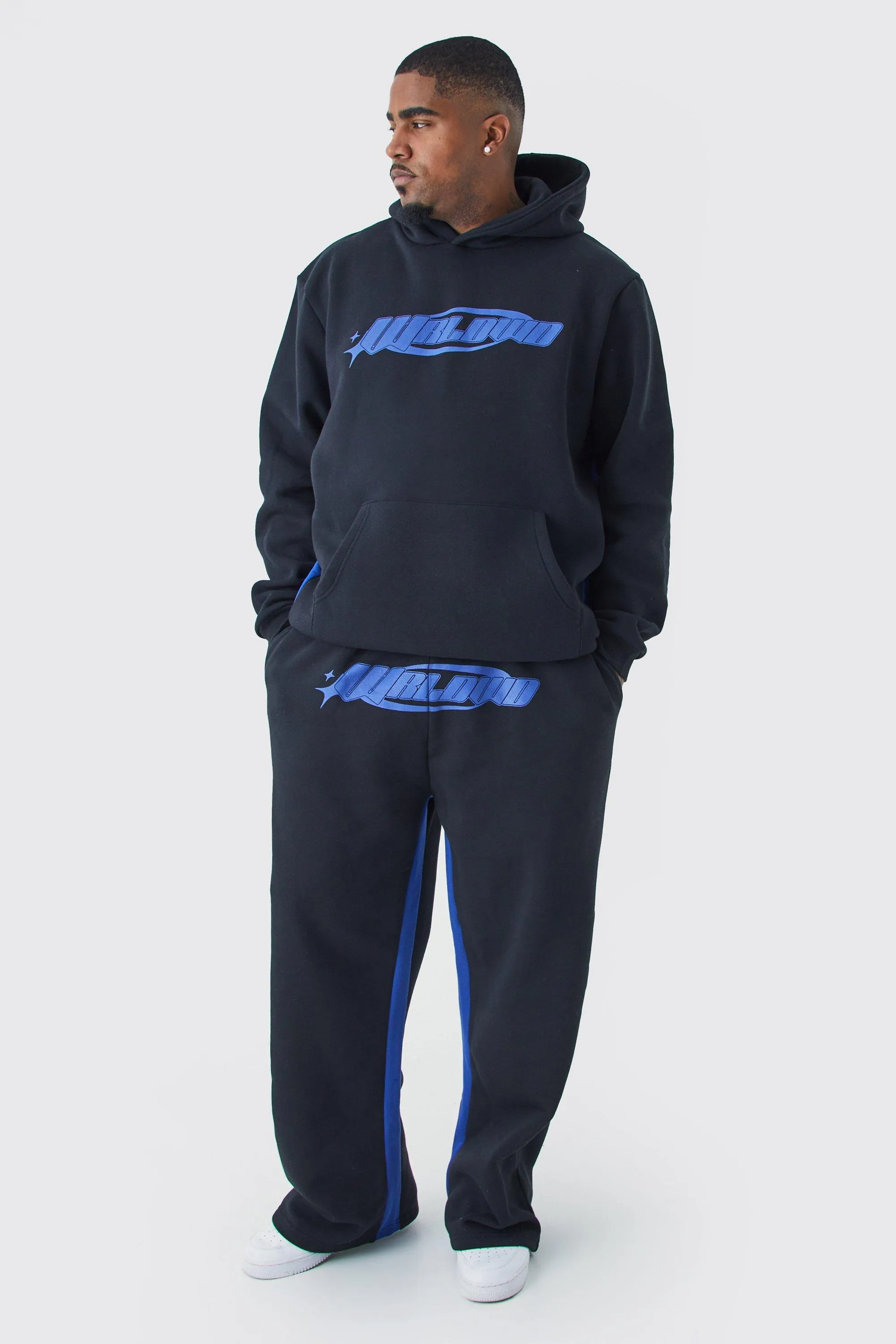 Plus Worldwide Hooded Stacked Gusset Tracksuit