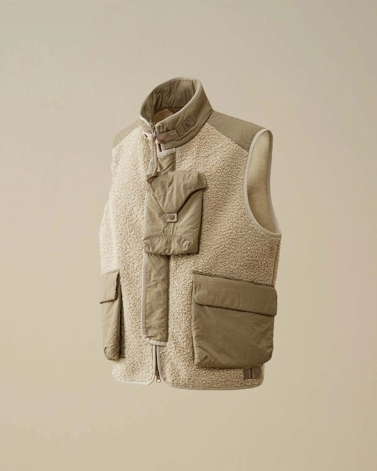 Polar Shell Mixed Vest - Vintage Khaki