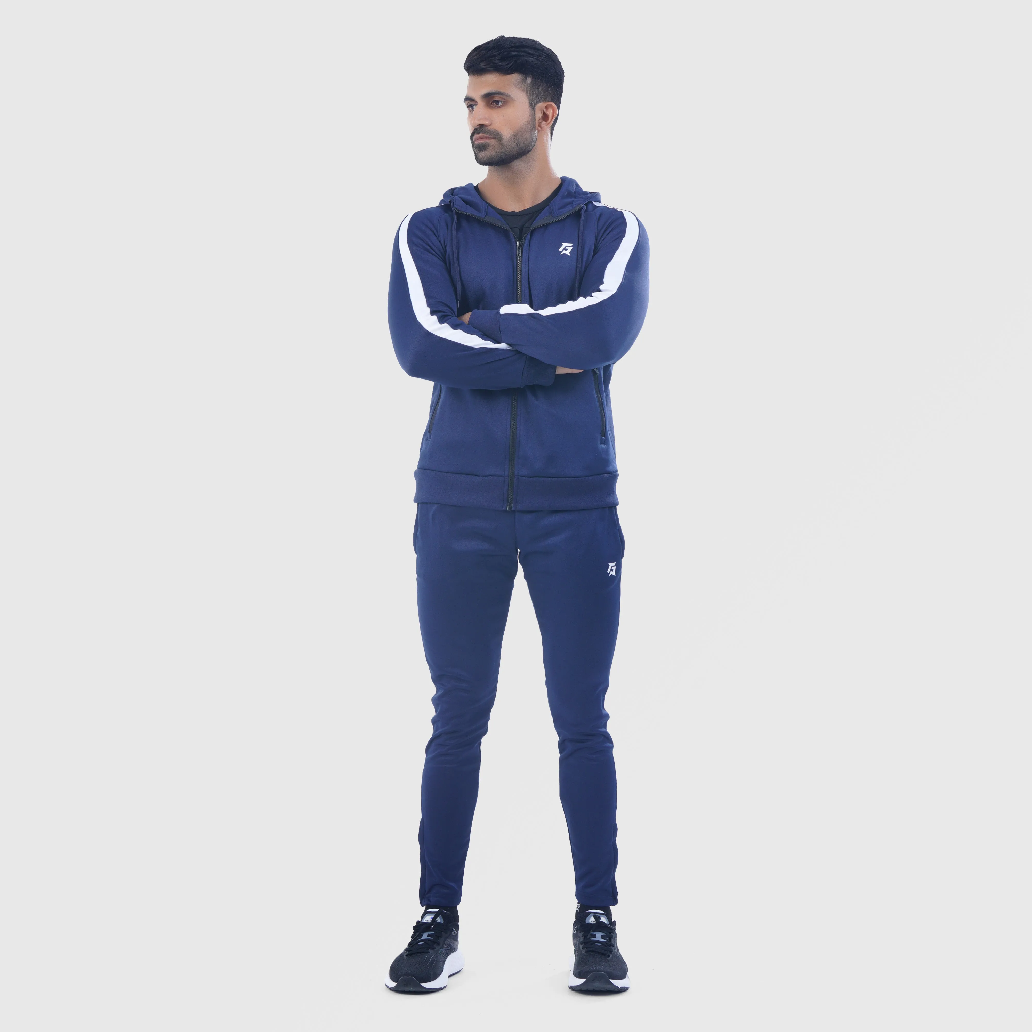 Poly Tracksuit Zipper Hoodie (Navy)